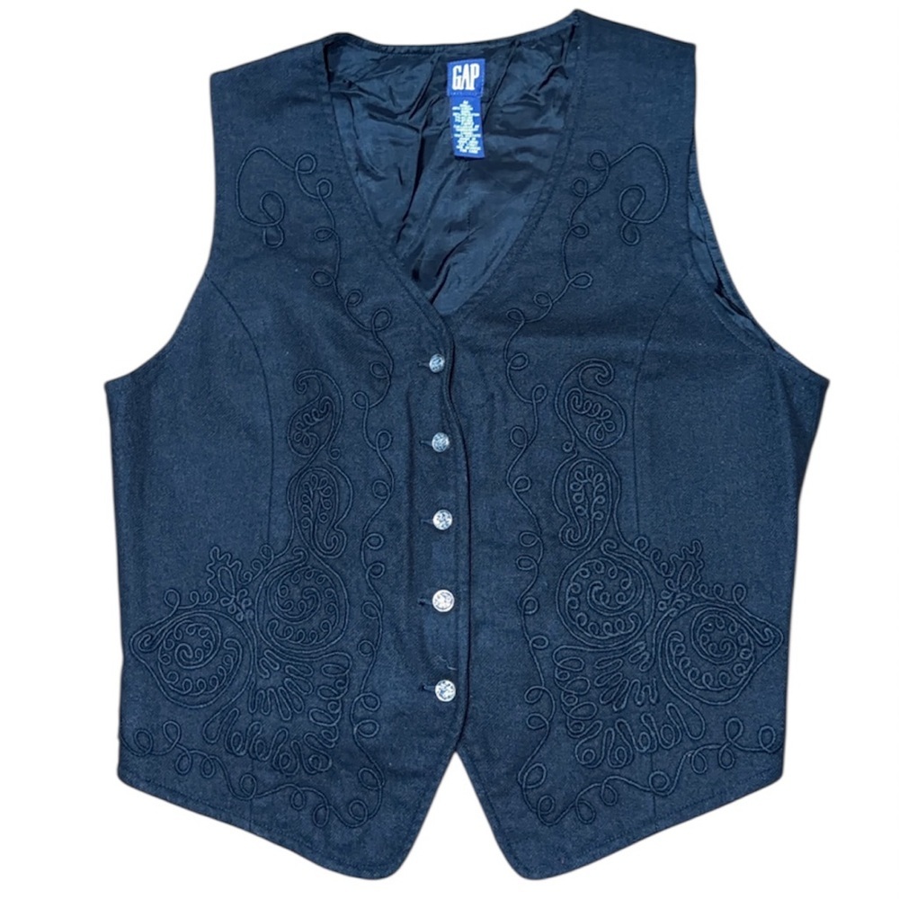 GAP Vintage Charcoal Embroidered Vest